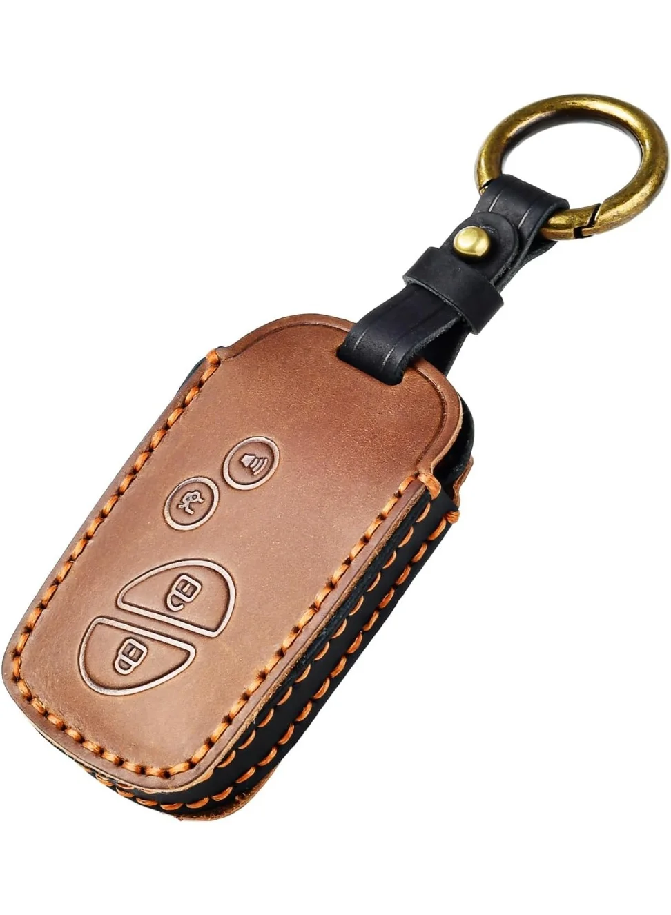 NOSKIN Premium Leather Smart Key Fob Cover Case Protective Holder for Luxury Vehicles (Brown, Universal Fit) 84qwj