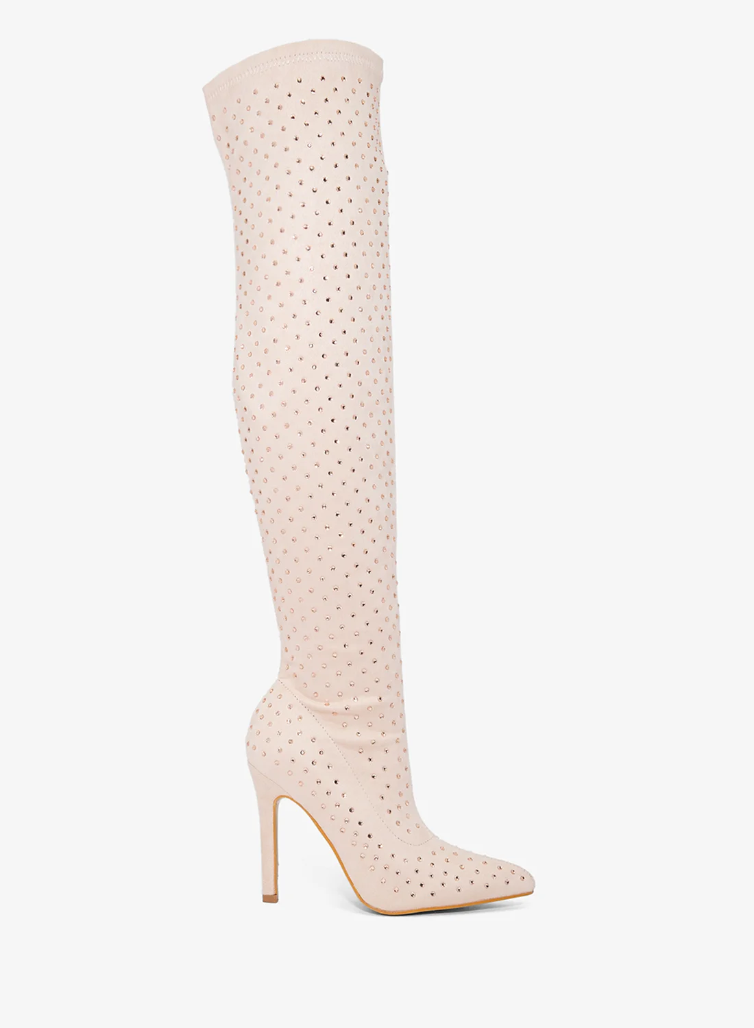 Ginger Pointed Toe Stiletto Knee High Boots Sparkle Evening Footwear (Silver, 38 EU) yglcr