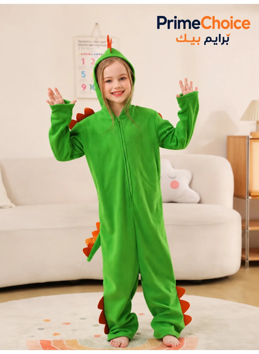 Prime Choice Kids Dinosaur Onesie Jumpsuit Soft Fleece Halloween Costume (Green, 7-10 Years) akenn