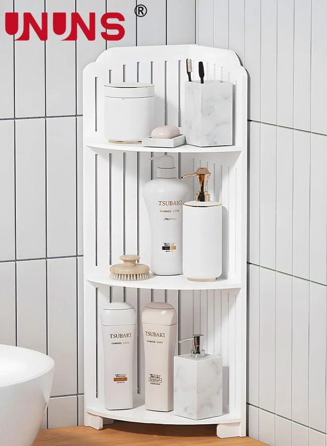 UNUNS 3-Tier Corner Bathroom Organizer Shelf, Narrow Toilet Paper Stand and Vanity Storage Rack (White) waytr