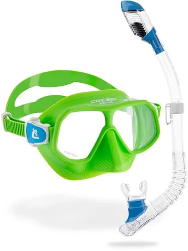 Premium Dry Snorkel Mask Set for Kids and Youth (Lime Azure, One Size) lj7v1