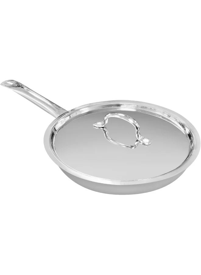 Vinod Smart Triply Frypan With Lid Premium Stainless Steel Cookware (Silver, 26 cm, 3.7 L) 4pb3t