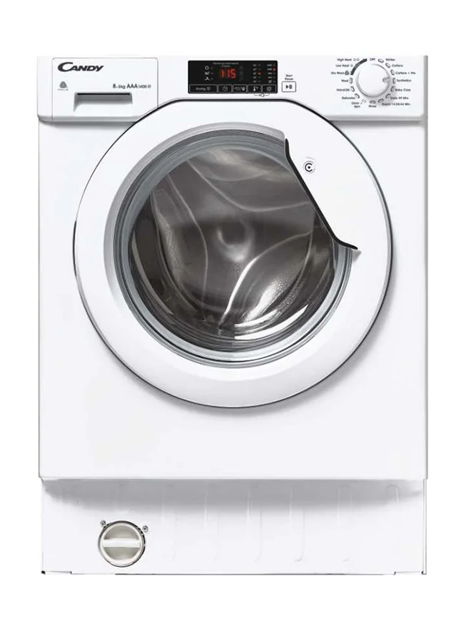 Premium Integrated Washer Dryer Combo (8kg Wash / 5kg Dry) Fully Automatic Built-In Laundry Appliance (White) v97jx