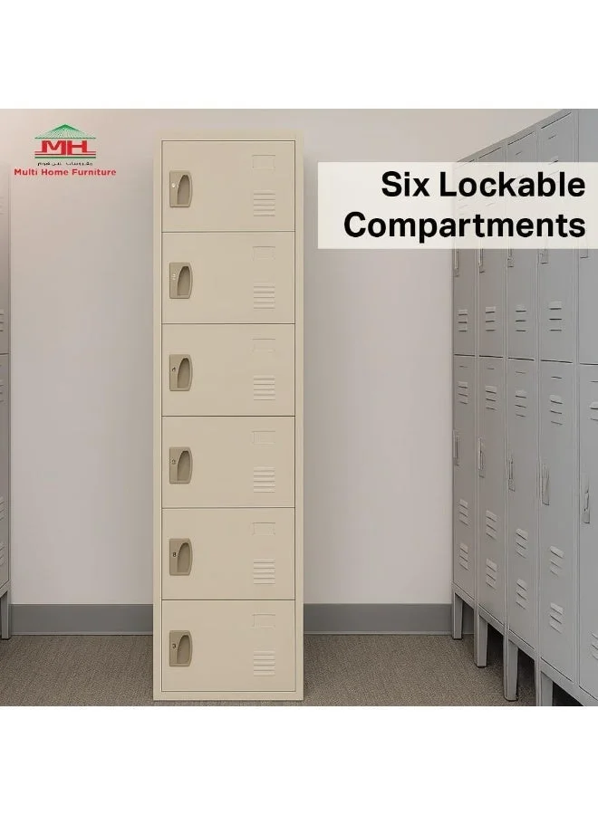 Premium 6-Door Metal Locker Cabinet Storage Unit (Grey, 180 cm x 90 cm x 40 cm) 83d8g