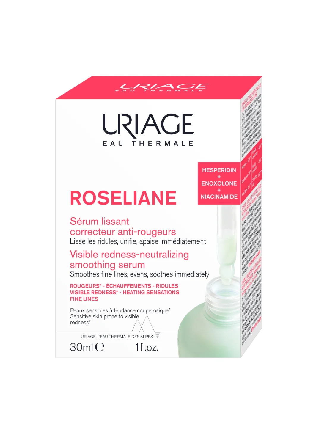 Uriage Roseliane Soothing Brightening Face Serum with Rose Extract and Thermal Water for Sensitive Skin (30 mL) jlcrr