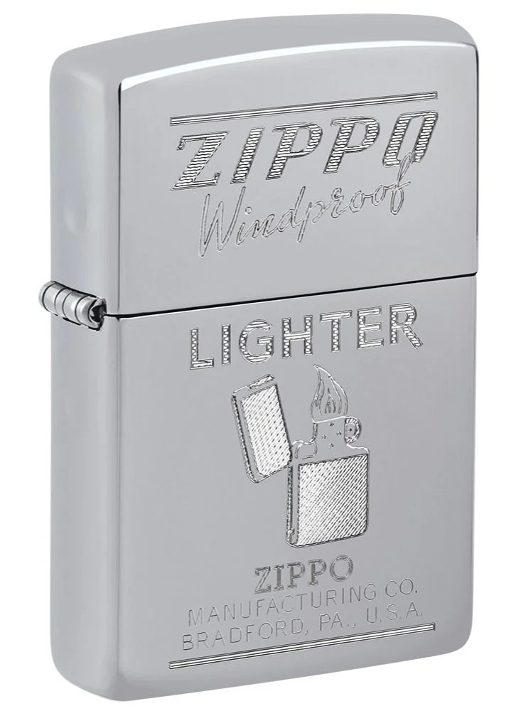 Premium Windproof Metal Lighter High Polish Chrome Finish (Standard Size) ao8bb