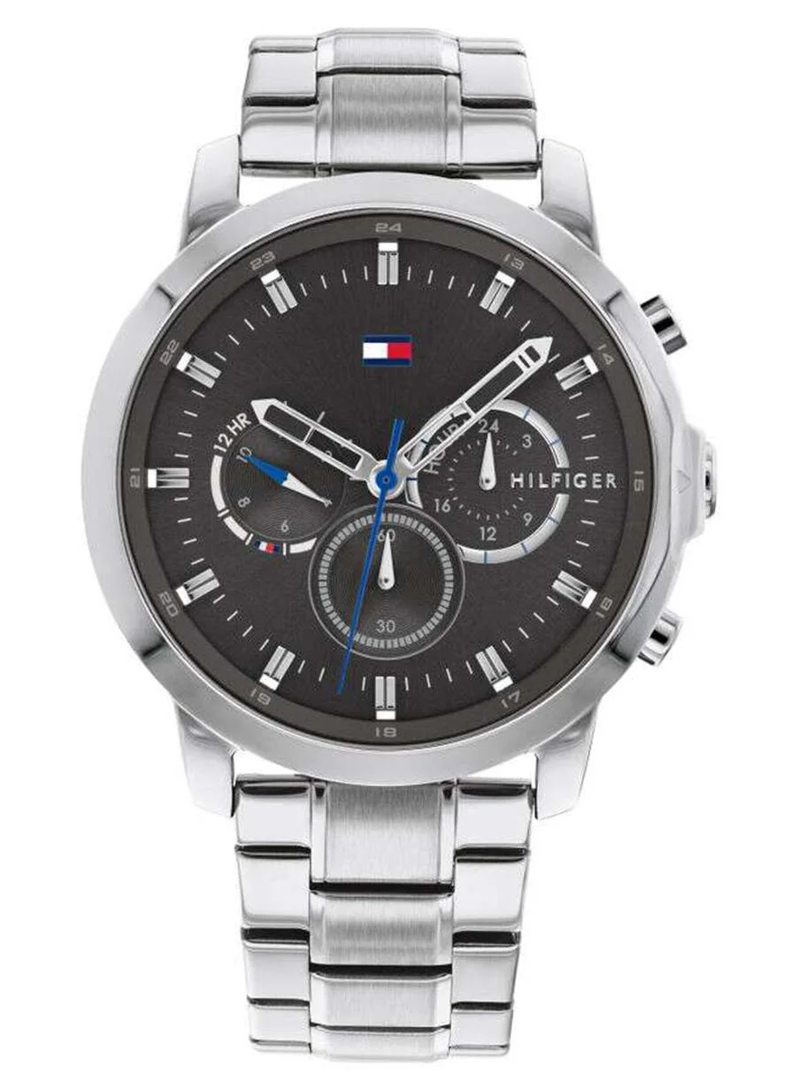 Premium Stainless Steel Analog Chronograph Watch for Men (Silver, 44mm) nbuzu