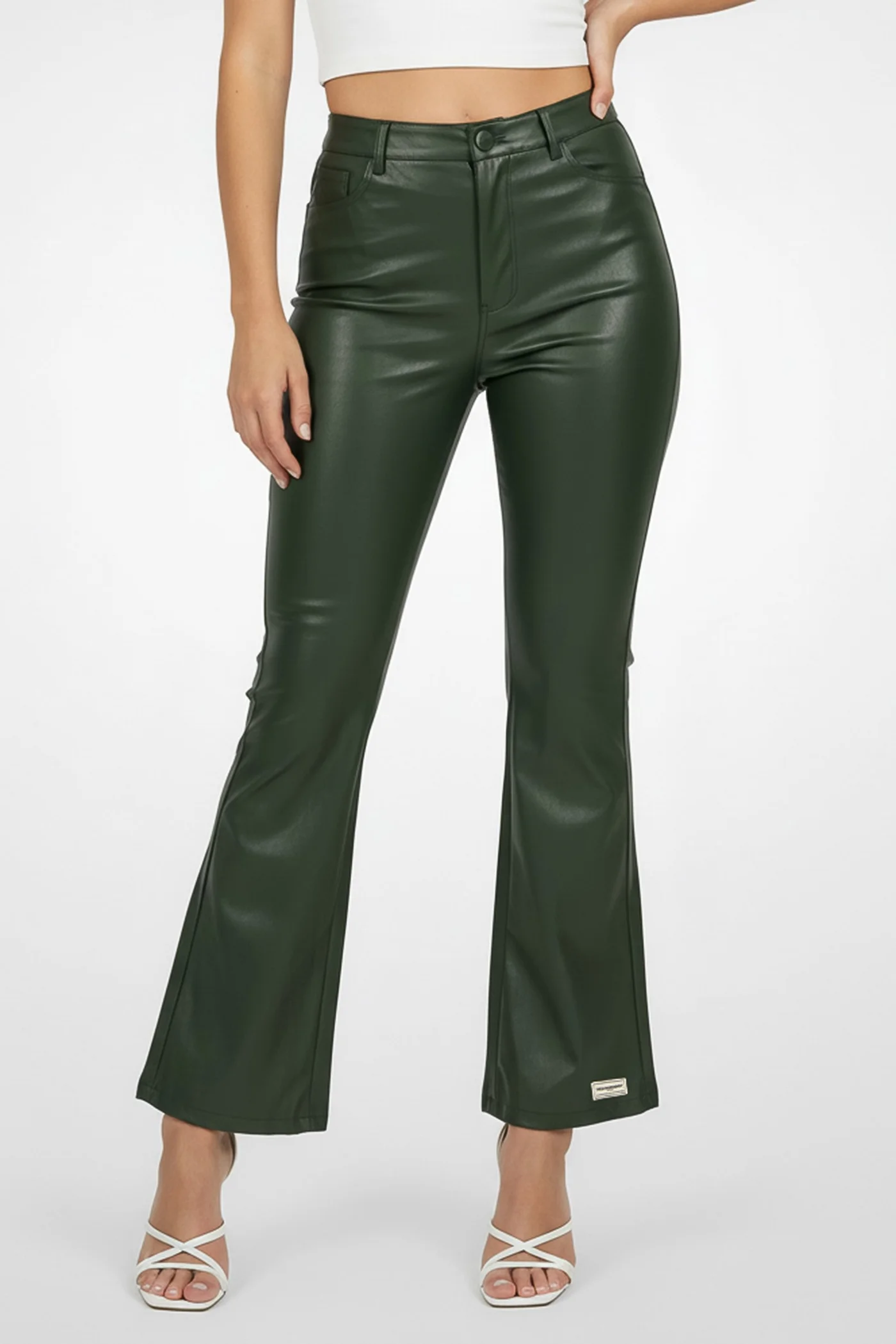 The Giving Movement Women Regular Fit Plain Flare Leg Pants Premium Sustainable Fabric (Green, Medium) h11vk