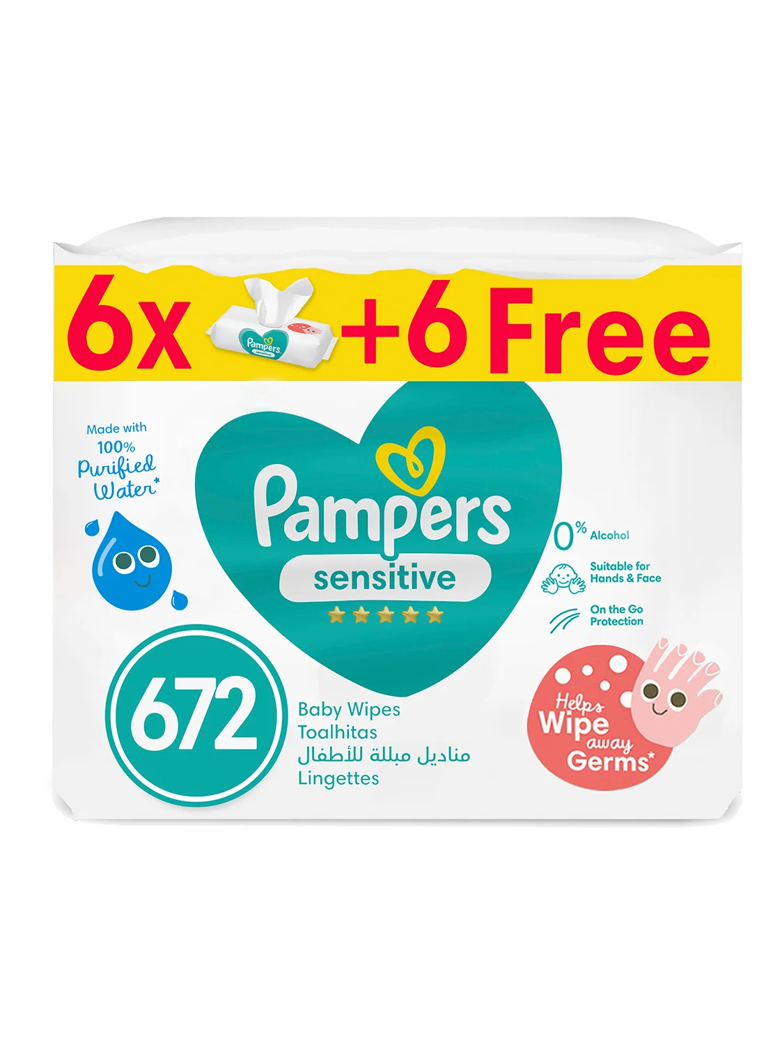 Sensitive Protect Baby Wipes for Hands and Face (12 Packs, 672 Count) c371k