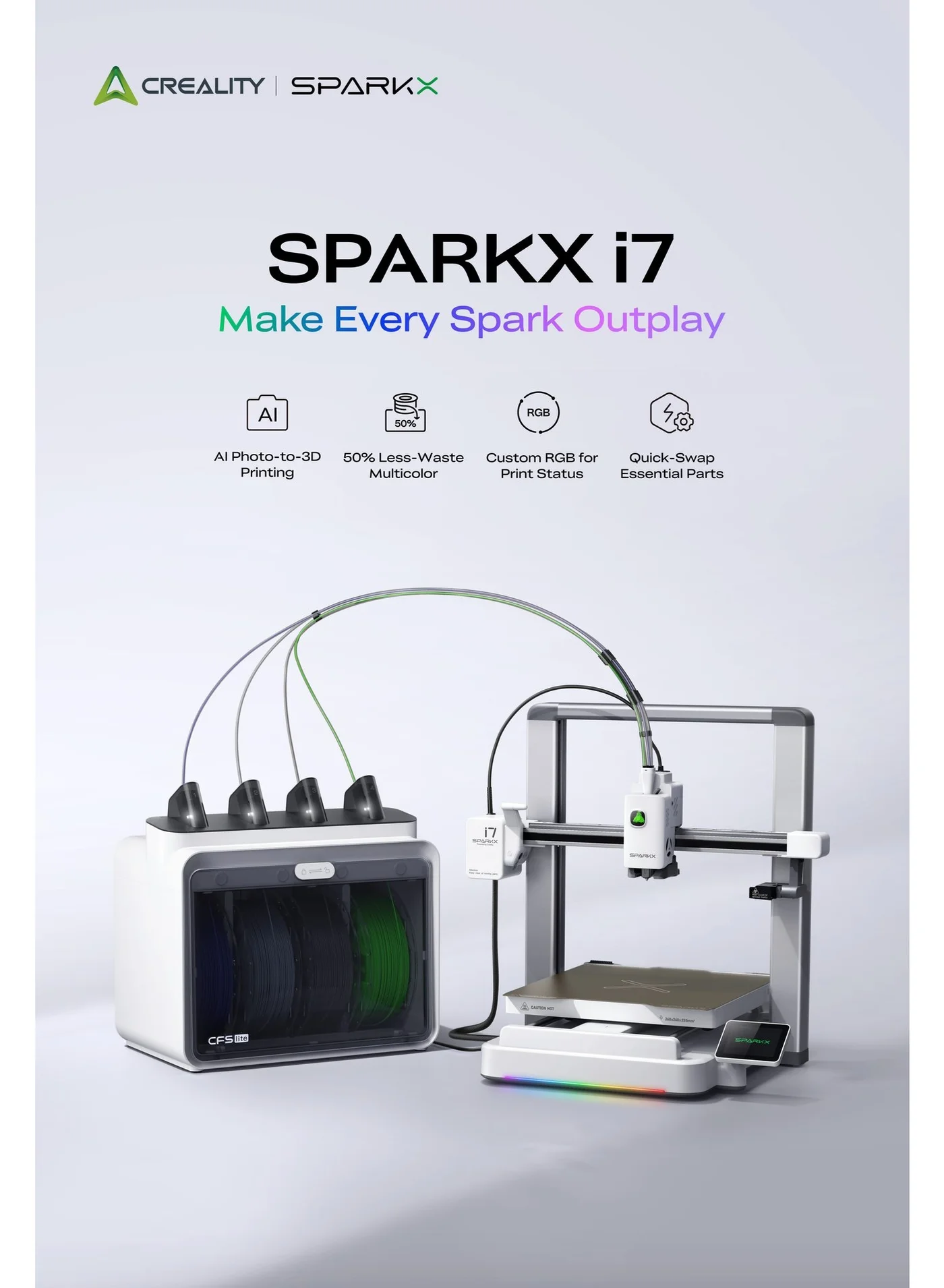 Premium High-Speed 3D Printer Combo with Multi-Color Printing AI Photo Conversion and Auto-Leveling (Silver, 260x260x255mm) sq4vd