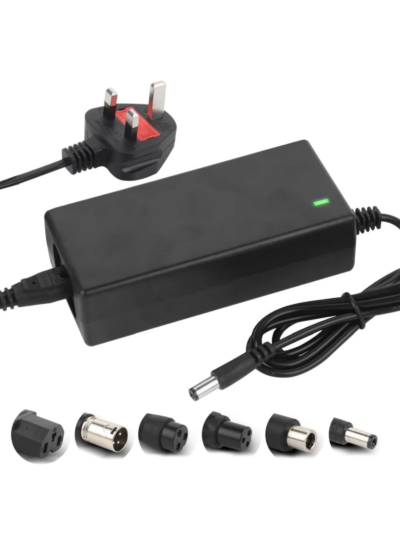 Adando 42V 2A Electric Scooter Battery Charger, Universal Power Adapter for 36V Li-ion E-Bike and Mobility Scooter Systems with 6 Interchangeable Plugs (Black) 90q7o