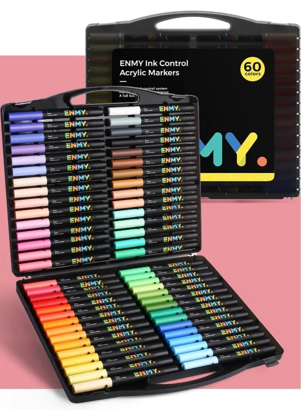 ENMY Acrylic Paint Markers Set, Premium Brush Tip Pens for Art & DIY Crafts (60-Color Pack) 2v6u4