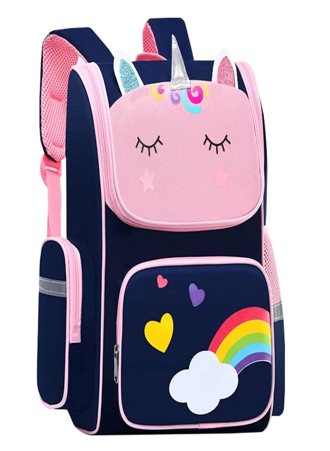 Storite Unicorn School Backpack for Kids Girls Lightweight Waterproof Durable Bag with Chest Strap (Blue, 15L) 75pk7