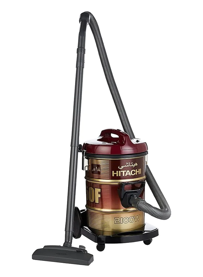 Premium Drum Vacuum Cleaner 2100W High-Power Suction with 18L Dust Capacity (Wine Red, 18 L) chj4g