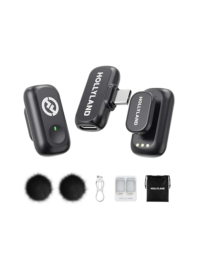 Premium Wireless Lavalier Microphone System Dual-Channel Audio Recording for USB-C Devices (Space Gray, 200m Range) 6bzgg