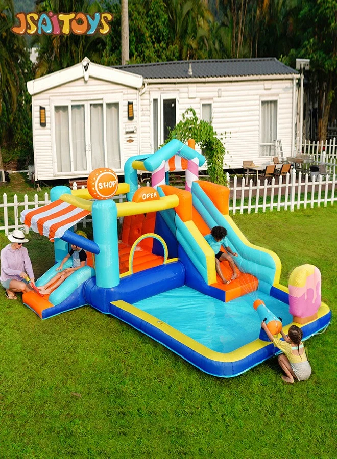 JSAITOYS Inflatable Water Slide Bouncer Combo Premium Jumping Castle for Kids (Large) pty6j