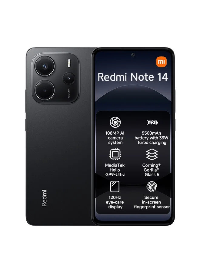 Smart Note 14 4G Smartphone Dual SIM 8GB RAM 256GB Storage Midnight Black (6.67 inch) mbe5e
