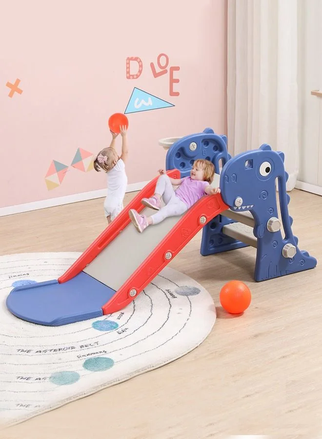 XiuWoo 3-in-1 Toddler Slide and Climber Playset with Basketball Hoop and Ball (Indoor and Outdoor Playground, 140 cm x 80 cm x 60 cm) ekwa9