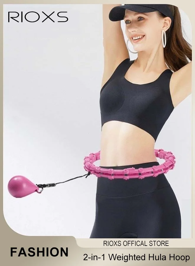 RIOXS Adjustable Weighted Hula Hoop with 360¡ã Auto-Spinning Ball (24 Sections, Adult Fitness) xklxr