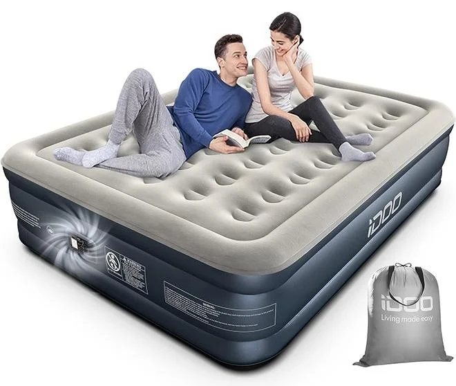 Premium Inflatable Queen Air Mattress with Built-in Electric Pump (152 x 203 x 46 cm) Portable Blow Up Bed for Home and Camping lcy02