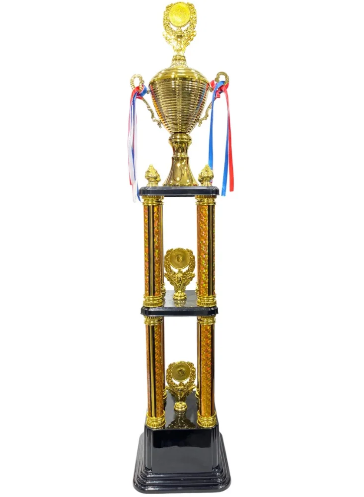 Spall Deluxe Championship Trophy with Tennis Ball Topper, Gold Columns and Black Base (111 cm) ertia
