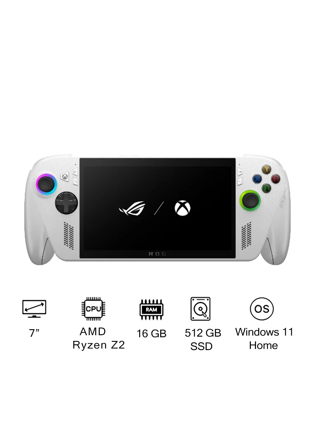 Premium Handheld Gaming Console 7-Inch Full HD 120Hz Display 16GB RAM 512GB SSD Windows 11 (White) d2xbj