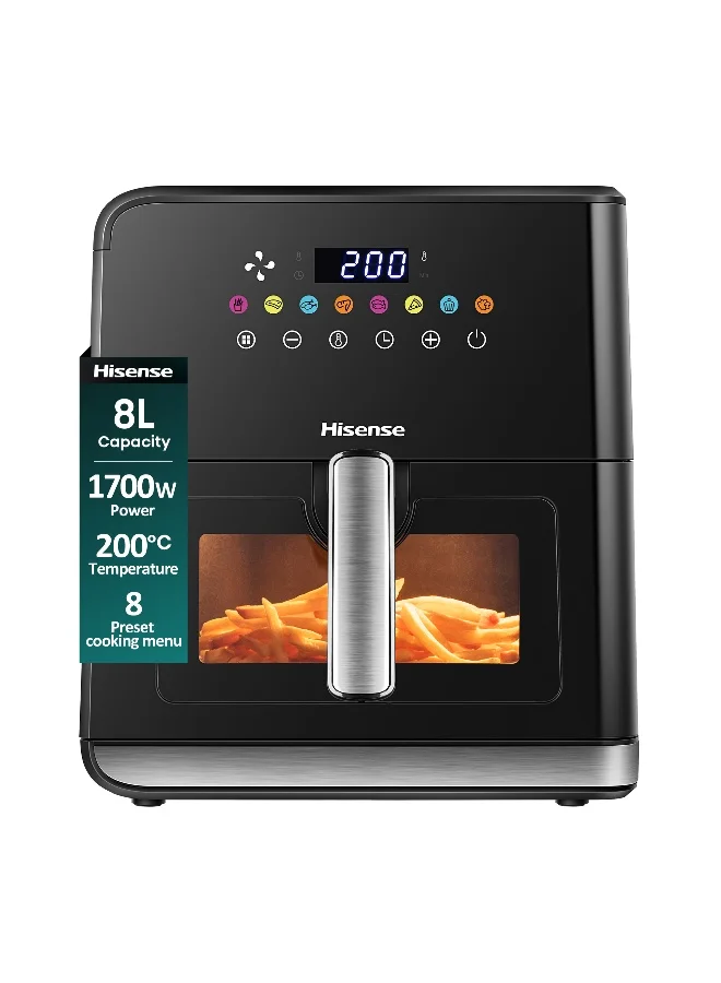 Premium Digital Air Fryer with Visible Basket and Touch Panel (Black, 8 L) rw2po