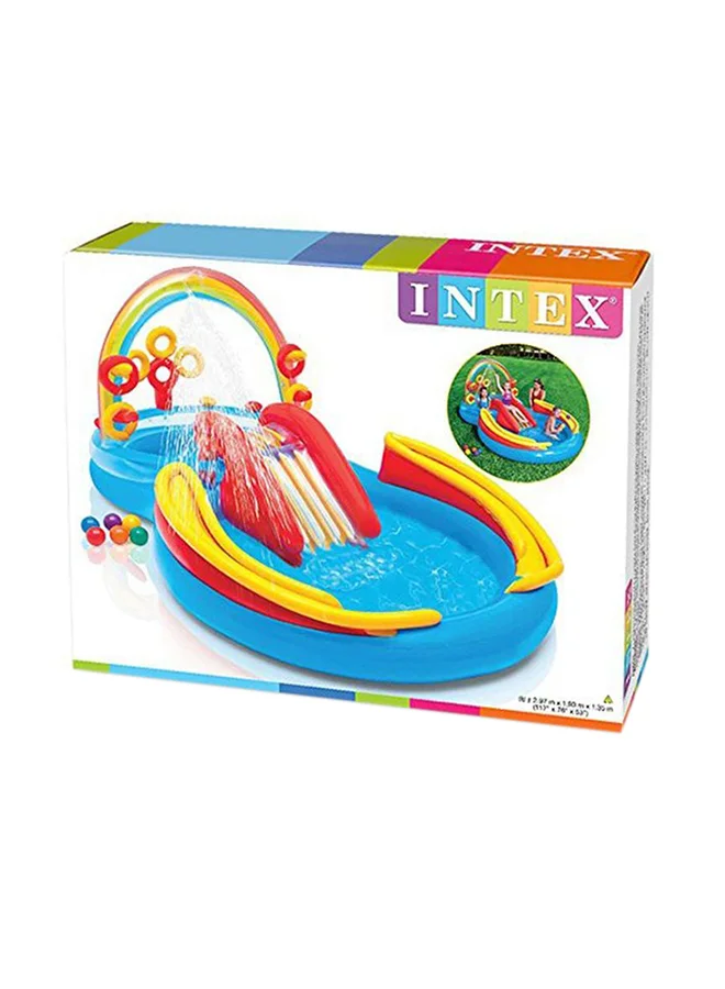 Intex Rainbow Ring Inflatable Swimming Pool for Kids (297x193x135cm) ech4k