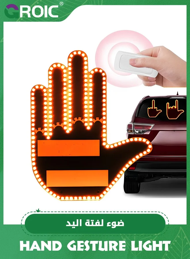 GROIC LED Car Gesture Light Rear Window Sign with Remote Control (3 Gesture Modes, Black) 2fl76