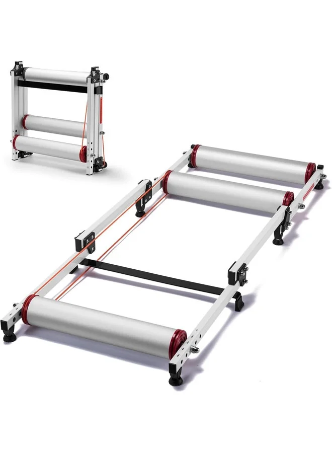 L&E Indoor Bike Roller Training Platform Adjustable Foldable Cycling Stand with Resistance for MTB and Road Bikes (135 cm) q1gzy