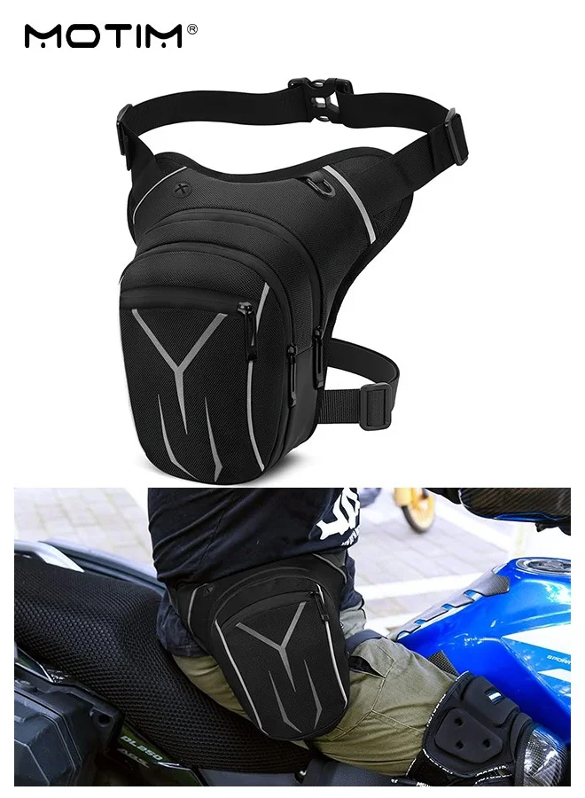 Motim Tactical Motorcycle Crossbody Bag, Premium Waterproof Cycling Thigh Waist Pack for Men (Large Capacity, Black) s4qsz