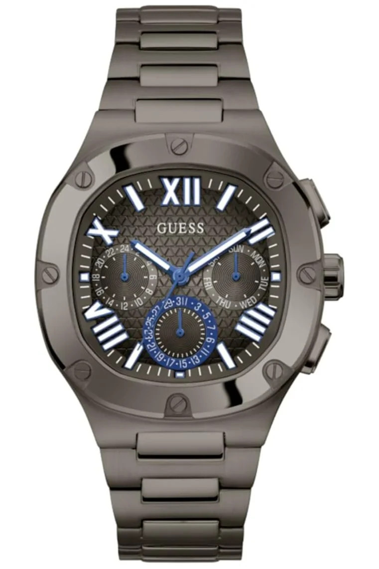 Premium Men's Chronograph Quartz Watch with Black Strap and Gunmetal Dial (42mm) 45ohk