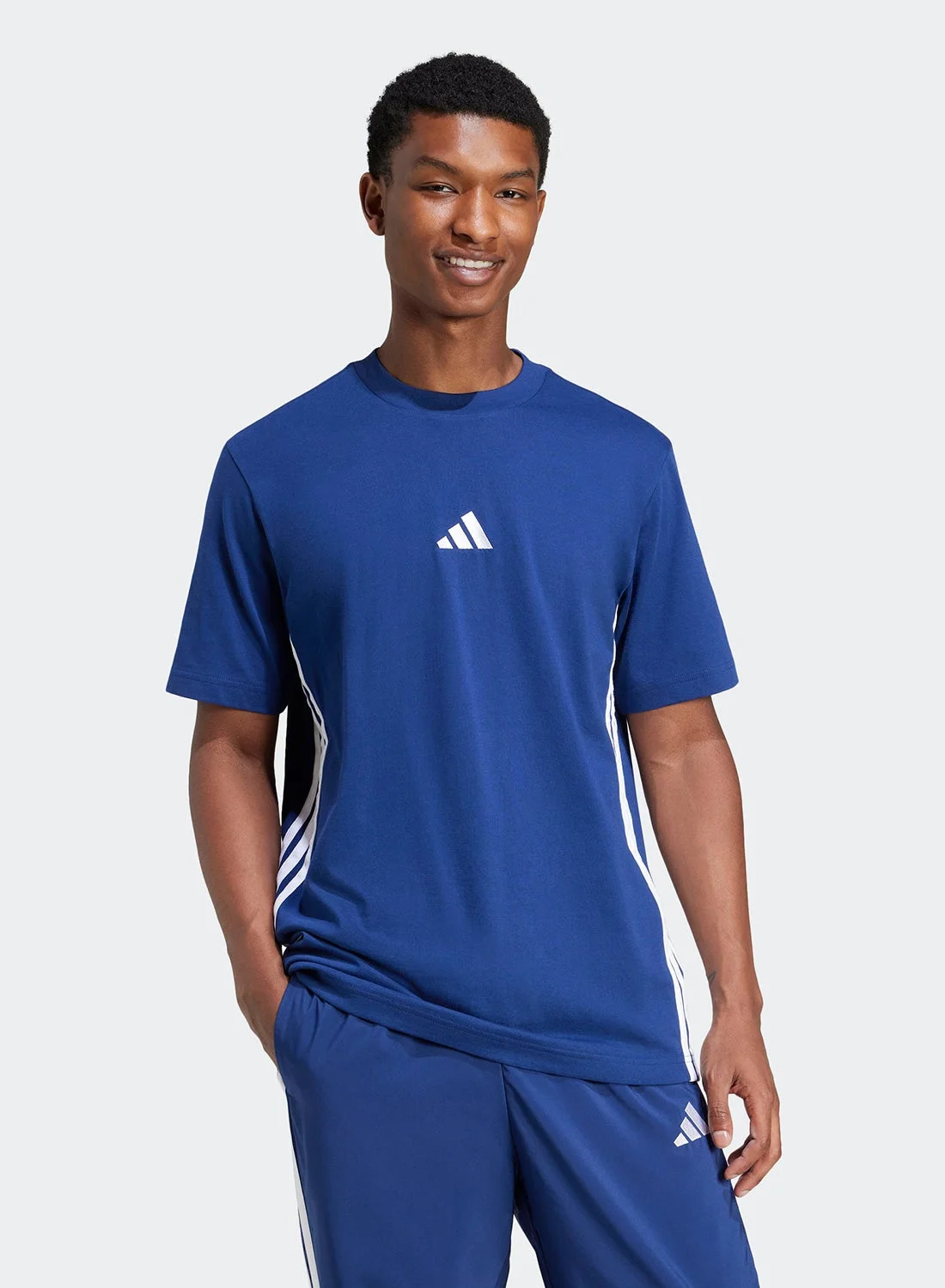 Sport Essential 3 Stripe Single Jersey T-Shirt Premium Athletic Crew Neck Tee (Black, Large) e8wcc