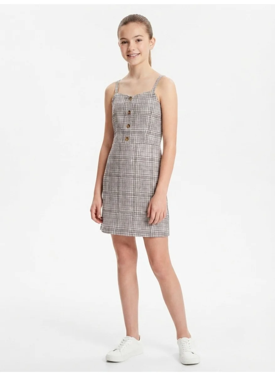 PRIMARK Girls Plaid Spaghetti Strap Button Front Mini Dress Casual Summer Outfit (Multi-Color, 120cm) xxdyp