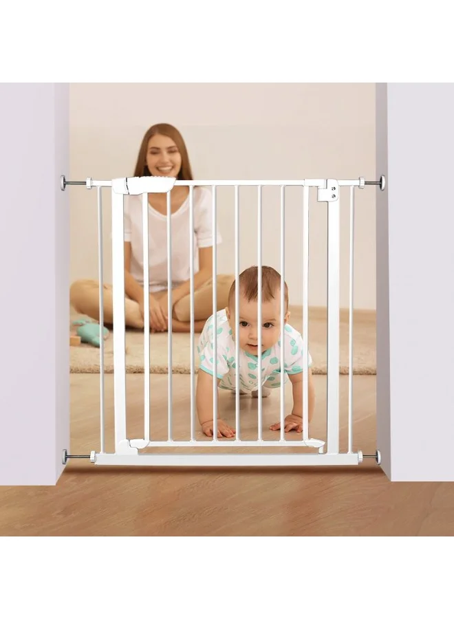 BABYTOT Auto Close Safety Gate for Kids and Pets, Extra Wide Stair Fence with Double Lock System (Adjustable 75-83 cm) 6ga1r