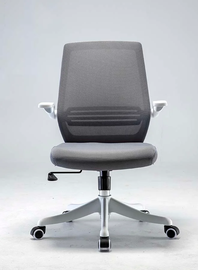 Ergonomic Mid-Back Office Task Chair with Adjustable Armrests and Swivel Base (Premium Nylon, Black) 6qxj0