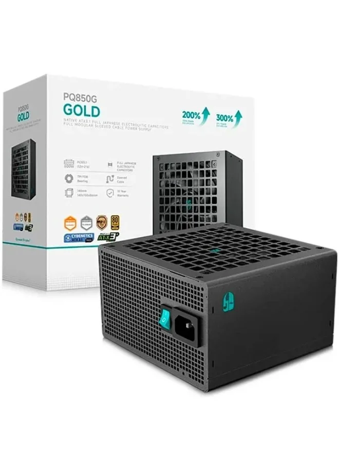 DEEPCOOL PQ850G 850W ATX Power Supply Unit 80 PLUS Gold Certified Full Modular with Japanese Capacitors (Black, 850W) doxmr
