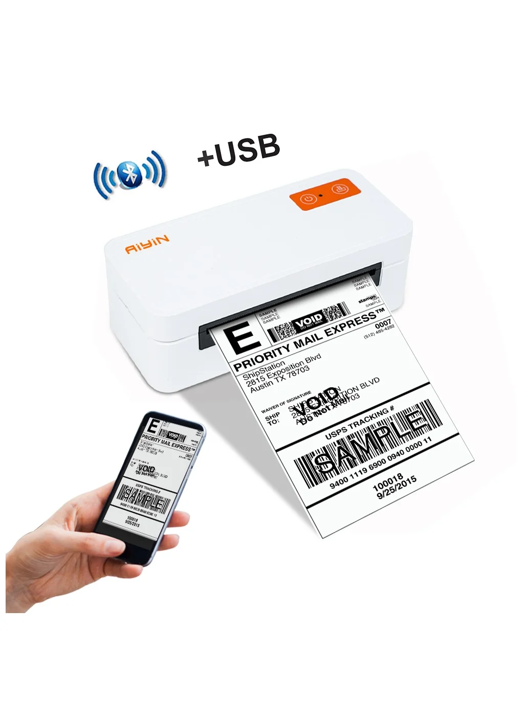AiYin E40 Pro Thermal Shipping Label Printer (4x6 inch, Bluetooth, 203 DPI, Type-C) for Home and Office 5dcwz