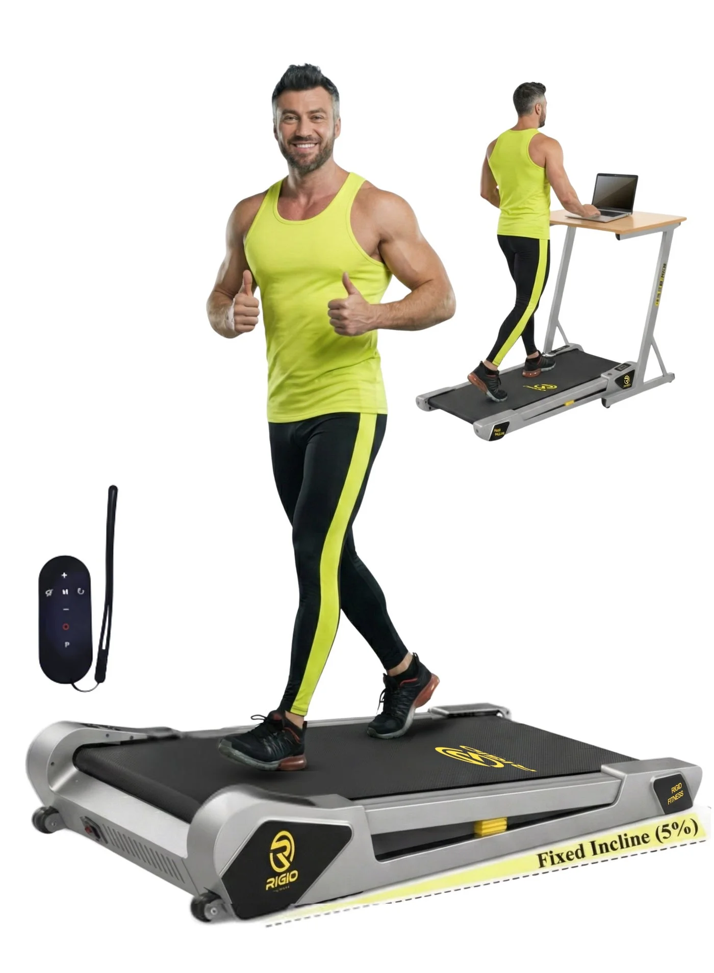 RIGID FITNESS Under Desk Walking Pad Treadmill with Incline for Home & Office (Compact, 100kg Max Load, 6km/h) p1dg9