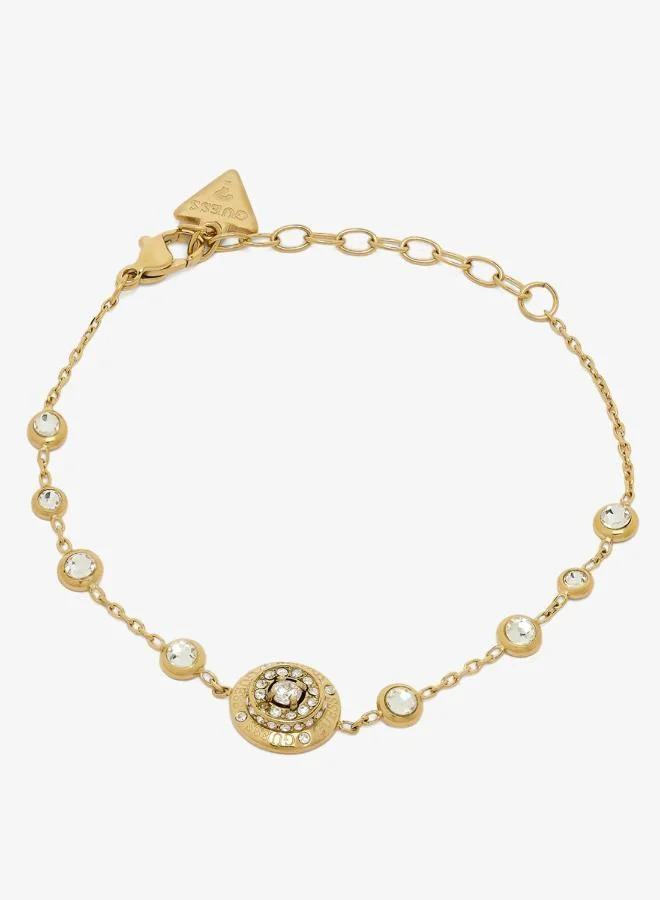 Premium Coin and Crystal Embellished Bracelet (Gold Tone, 18 cm) rebtb