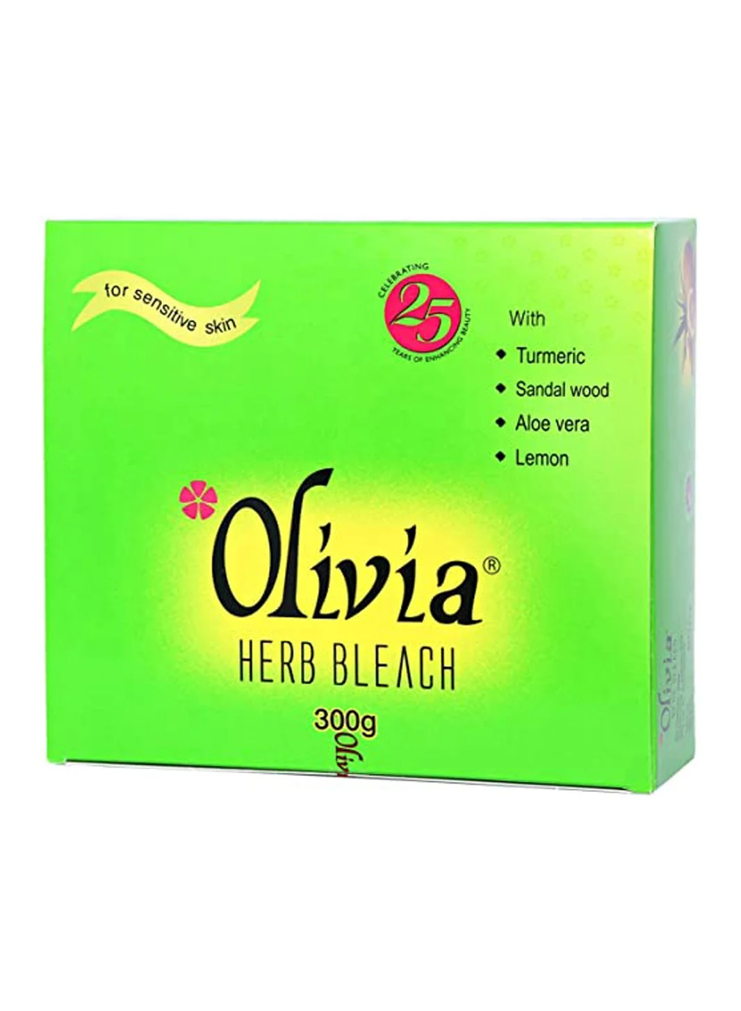 Olivia Herbal Face Bleach for Sensitive Skin with Turmeric Sandalwood Aloe Vera and Lemon (300g) ez81d