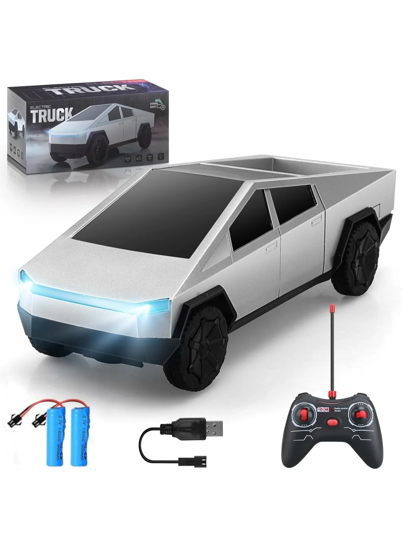XICEN Remote Control Truck 4WD RC Vehicle 1:24 Scale All Terrain Electric Off-Road Car with LED Lights and Dual Batteries (Silver, 1:24 Scale) 36s0n