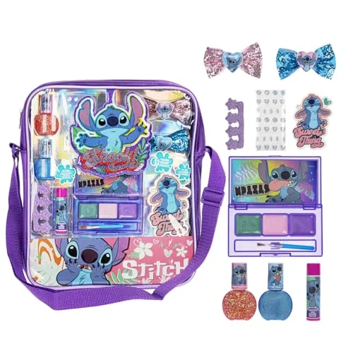 Townley Girl Lilo and Stitch Makeup Shoulder Bag Set with Lip Gloss and Nail Polish (Kids, 1 Set) o8pqn