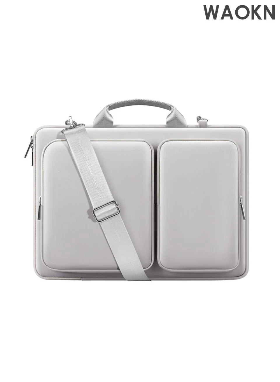 WAOKN 15.6 Inch Laptop Bag Waterproof Business Briefcase with Shockproof Protection and Trolley Strap (Grey, 15.6 Inch) cecii