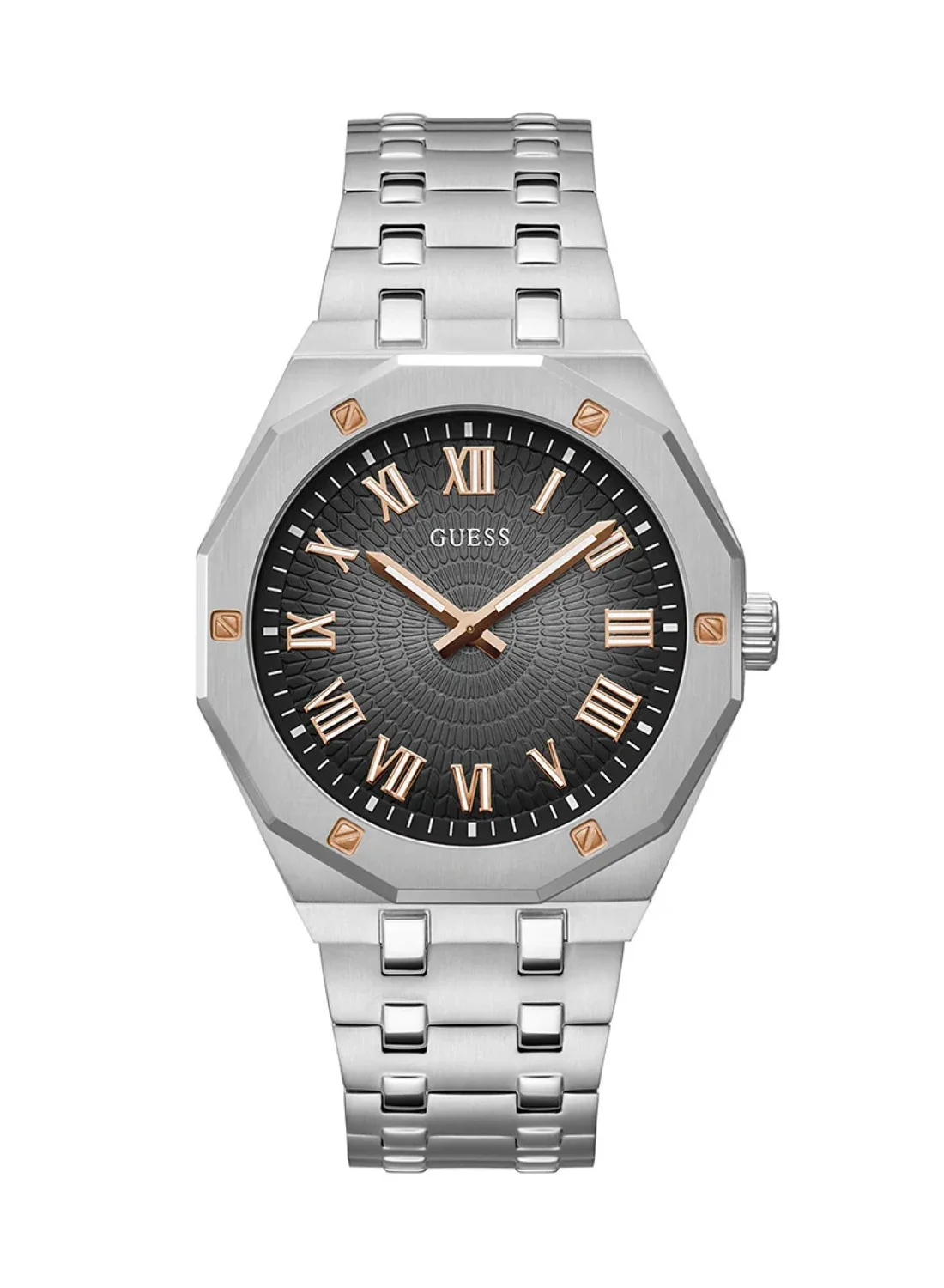 Premium Analog Quartz Wristwatch with Stainless Steel Band (Silver, Men's) 6tsal