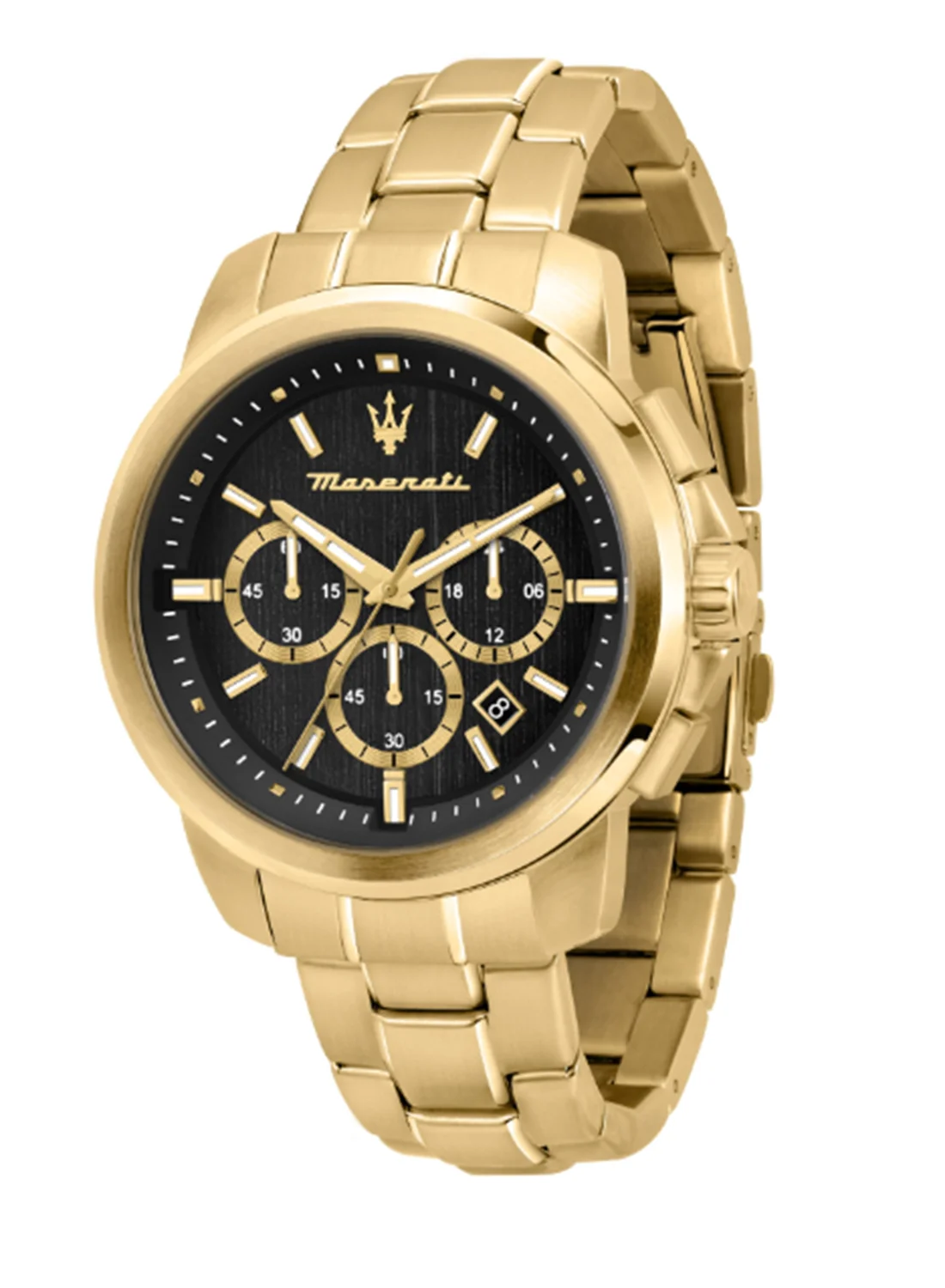 Premium Chronograph Men's Watch Gold Stainless Steel Black Dial (44 mm) vj5hl