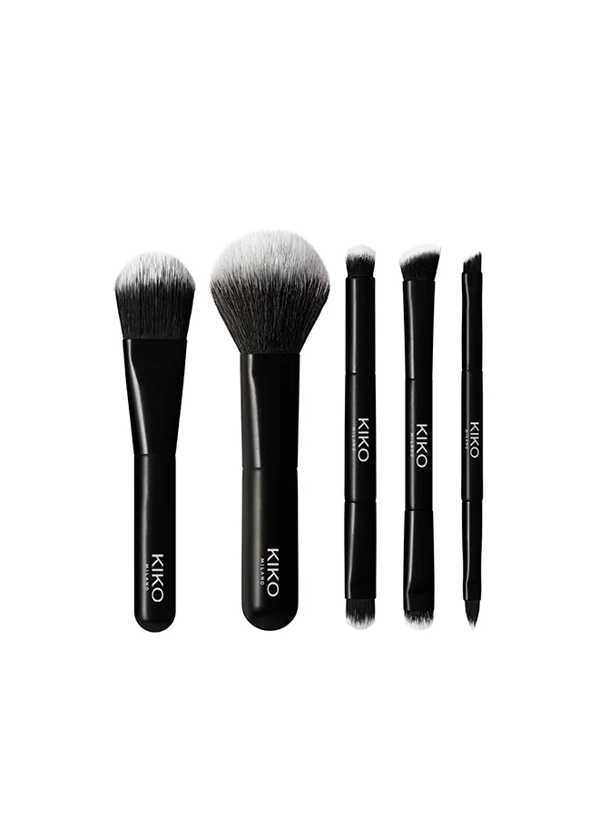 Premium Travel Makeup Brush Set Professional Cosmetic Tool Kit (Black, 5-Piece) jgt66