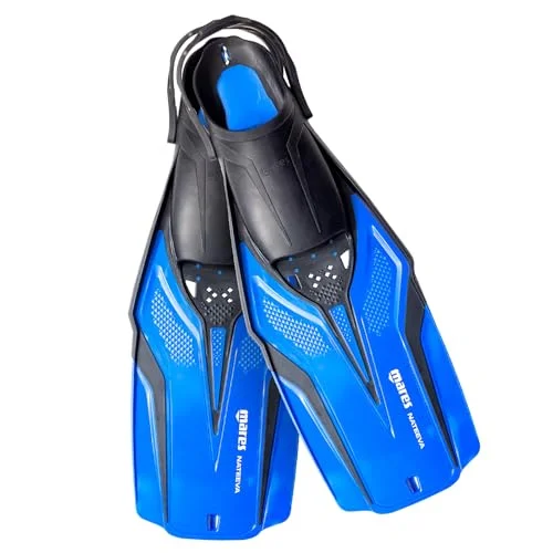 Premium Snorkeling Fins Open Heel Swimming Flippers for Adults and Juniors (Blue, Medium-Large) 1s8ey