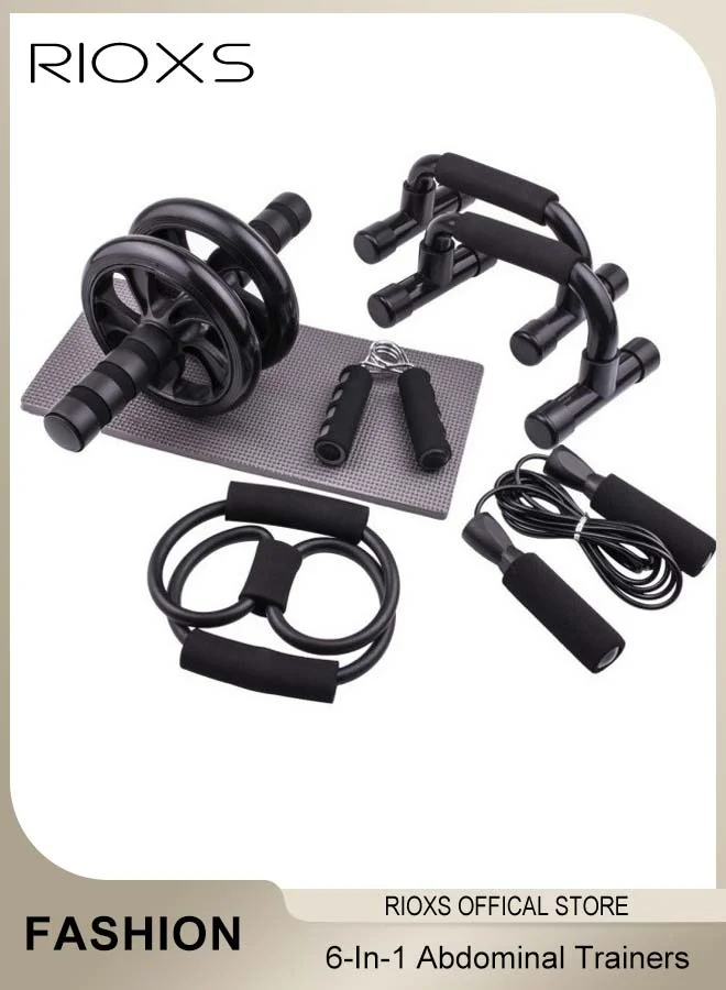 RIOXS 6-In-1 Abdominal Muscle Training Kit Core Strength Workout Equipment (Unisex, Portable Home Gym Set) ek61d
