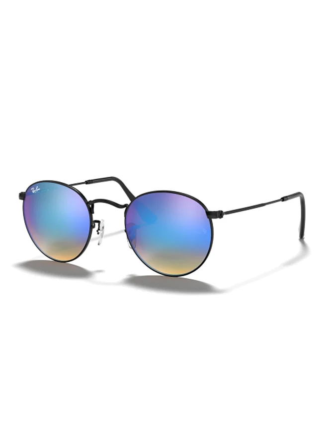 Premium Round Metal Sunglasses UV Protection Unisex Eyewear (Polished Black, 50 mm) 31n7t